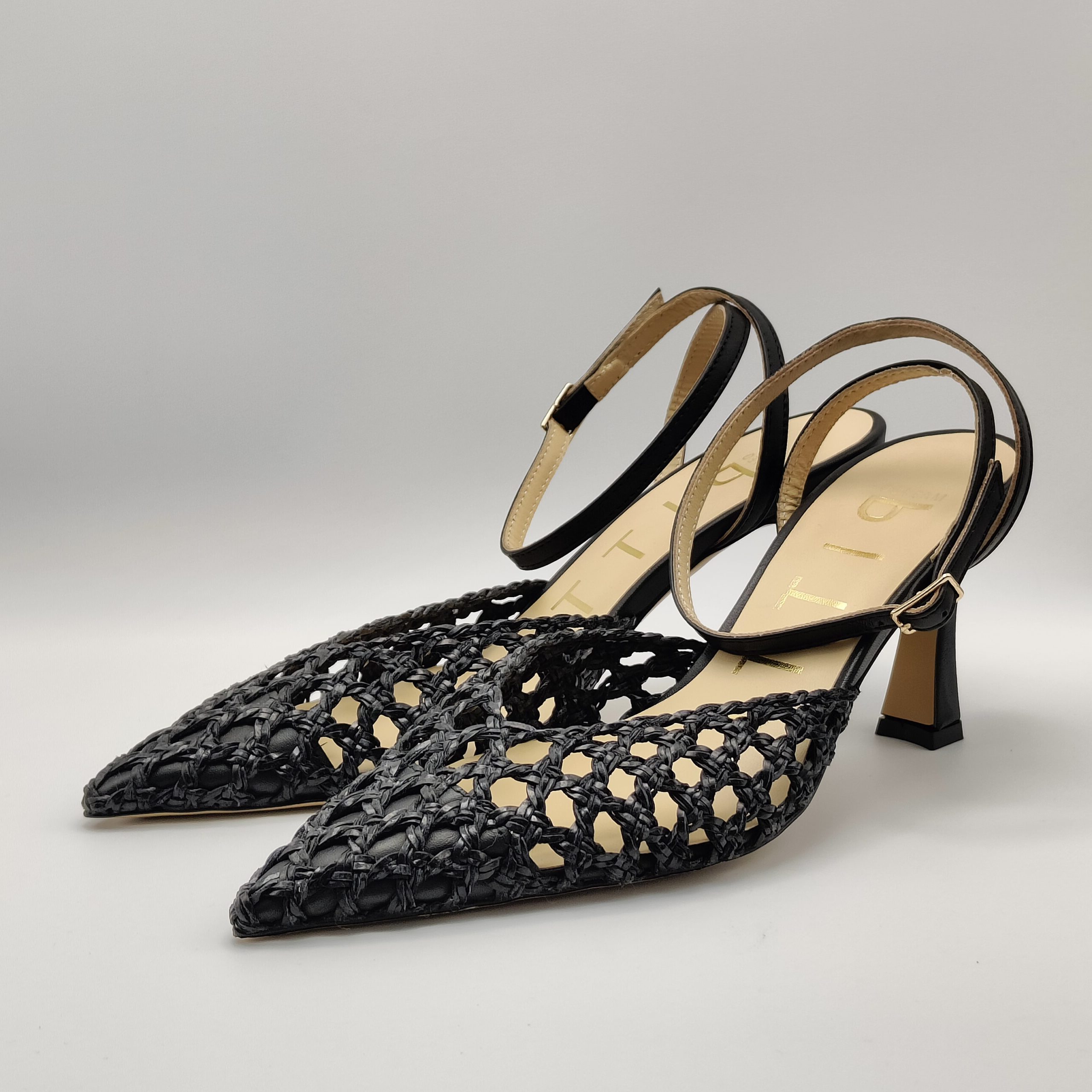 MATTEO PITTI - chanel rete pelle intrecciata nera tacco 70