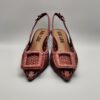 BIBILOU - Chanel con fibbia in rafia intrecciata cerise tacco 50 - immagine 3