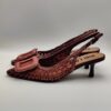 BIBILOU - Chanel con fibbia in rafia intrecciata cerise tacco 50 - immagine 2