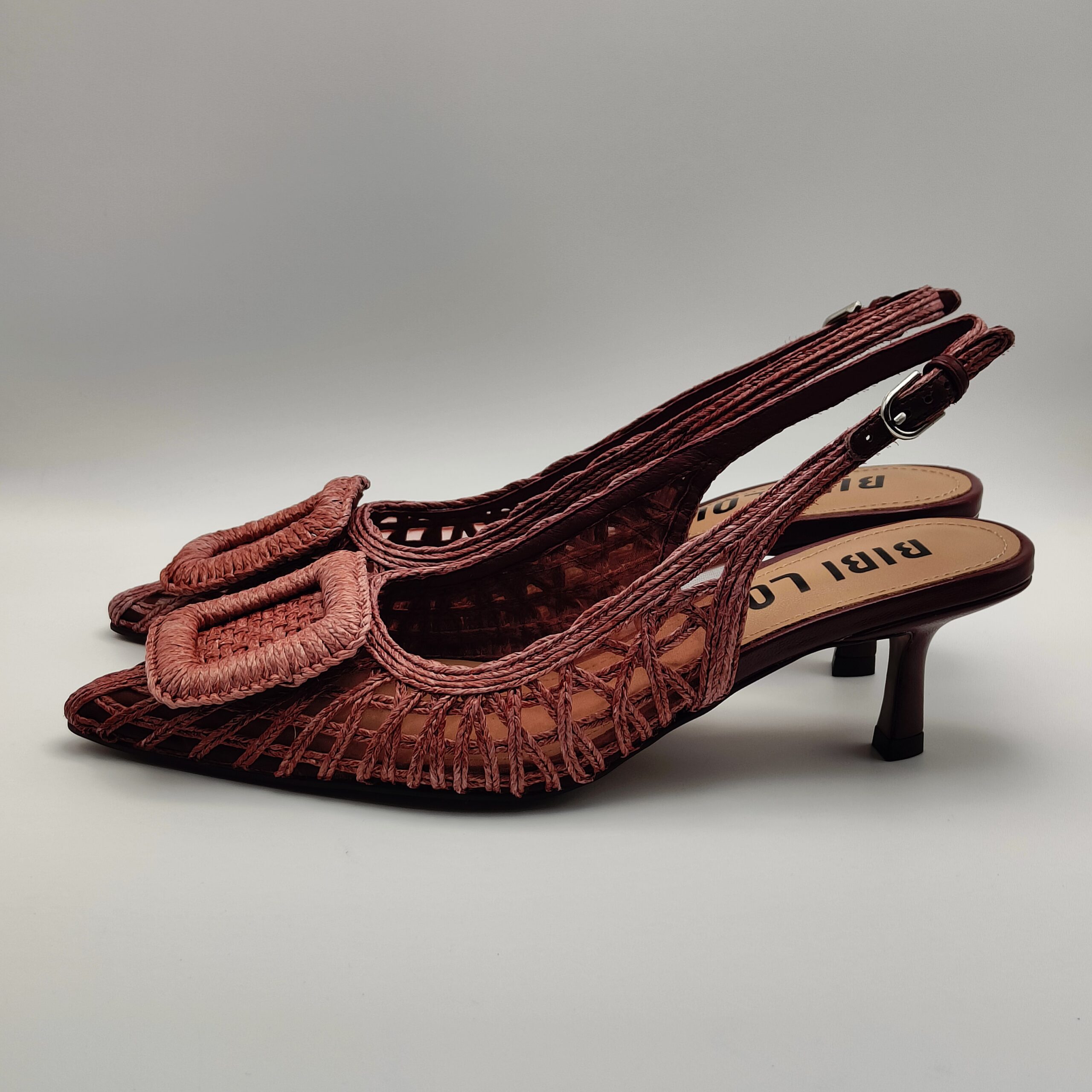 BIBILOU - Chanel con fibbia in rafia intrecciata cerise tacco 50 - immagine 2