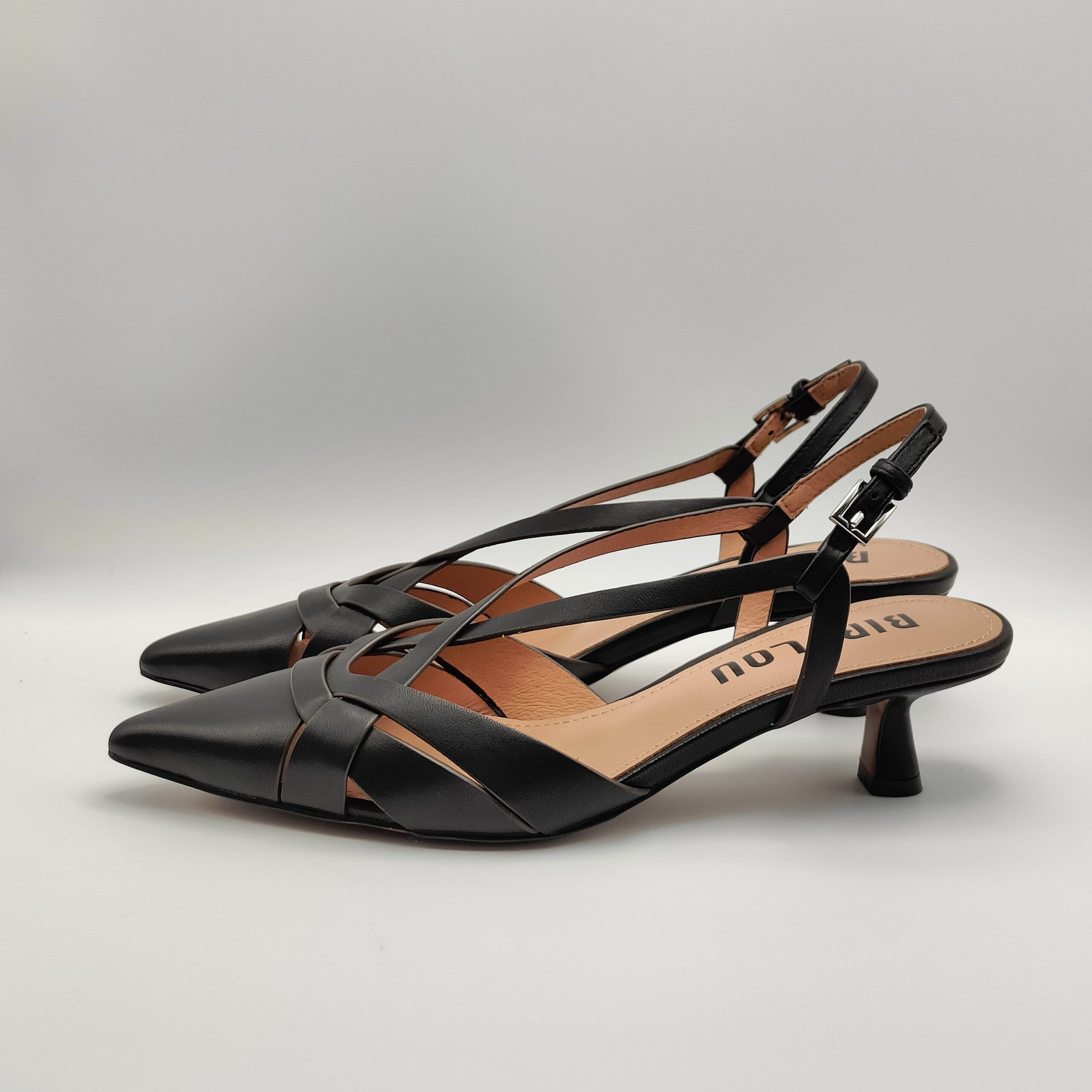 BIBILOU - chanel intagli in pelle nero taglio vivo tacco 50 - immagine 2