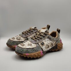 NIS - Sneaker beige rosa swarovski fondo riccio in gomma