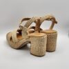 SANDRO ROSI - sandalo zoccolo incrocio in rafia naturale zeppa 70 - immagine 5