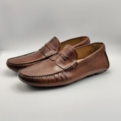 BRECO'S - Mocassino carshoe in vitello tamponato cuoio fondo gomma