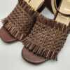 MATTEO PITTI - sandalo microintreccio frange pelle testa moro 70mm - immagine 4