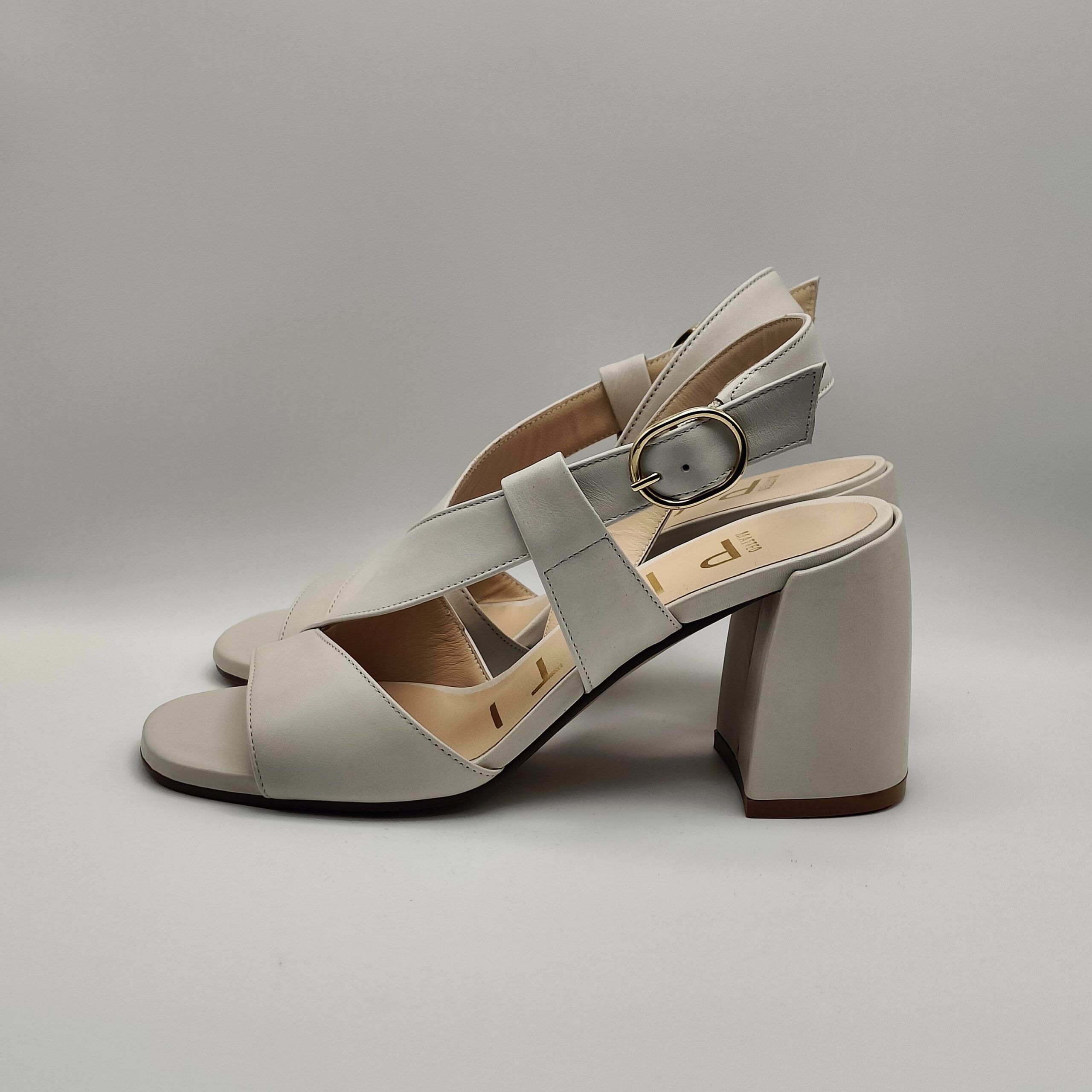 MATTEO PITTI - sandalo fascia incrociata pelle burro tacco 70mm - immagine 2