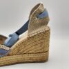 ALHAMAS - espadrilla  tessuto fiore bianco azzurro fondo corda zeppa 70 - immagine 6
