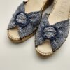 ALHAMAS - sandalo espadrilla  fibbia tessuto azzurro fondo corda zeppa 70 - immagine 5