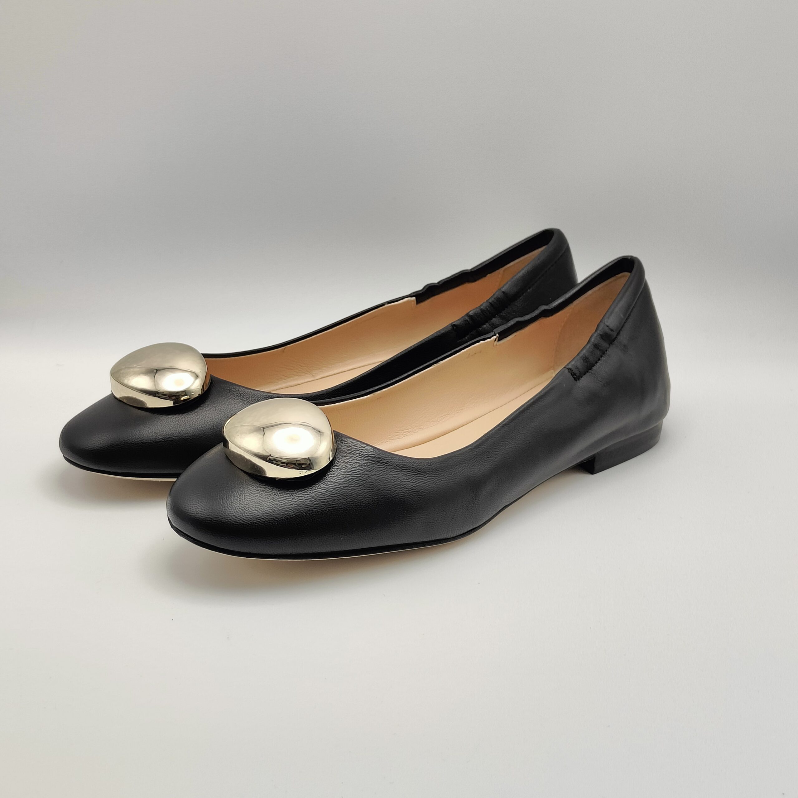 NOA - ballerina bottone oro nappa nero tacco 15