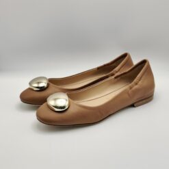 NOA - ballerina bottone oro nappa cuoio tacco 15