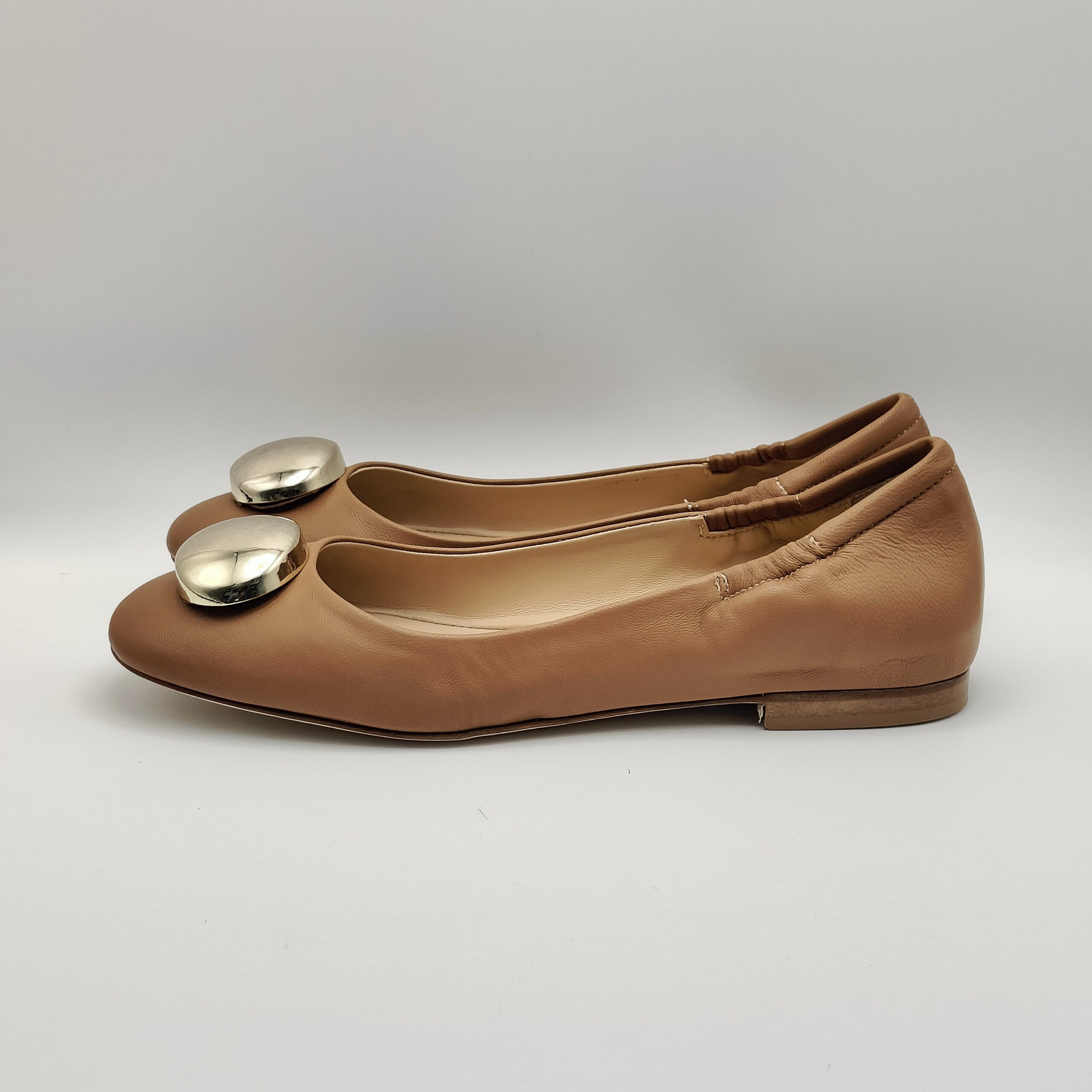 NOA - ballerina bottone oro nappa cuoio tacco 15 - immagine 2