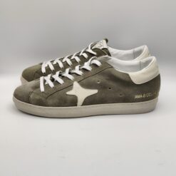 Alternative view of AMA BRAND - sneaker in camoscio verde militare pelle bianca fondo cassetta gomma