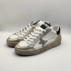 AMA BRAND - sneaker SUN in laminato oro pelle bianca glitter oro fondo cassetta