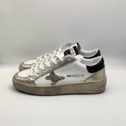 Alternative view of AMA BRAND - sneaker SUN in laminato oro pelle bianca glitter oro fondo cassetta