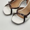 TRES JOLIE - sandalo cinturino pelle vimini bianco laminato testa moro tacco 50 - immagine 5
