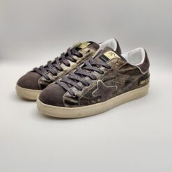 AMA BRAND - sneaker SUN laminato bronzo camoscio testa moro fondo cassetta