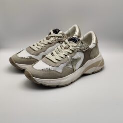 AMA BRAND - sneaker RUN camoscio beige nylon bianco fondo run