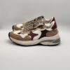 AMA BRAND - sneaker RUN camoscio marrone nylon bianco glitter bordo' fondo run - immagine 2