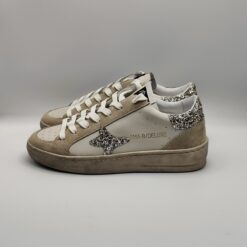 Alternative view of AMA BRAND - sneaker SUN pelle bianco camoscio beige fondo cassetta