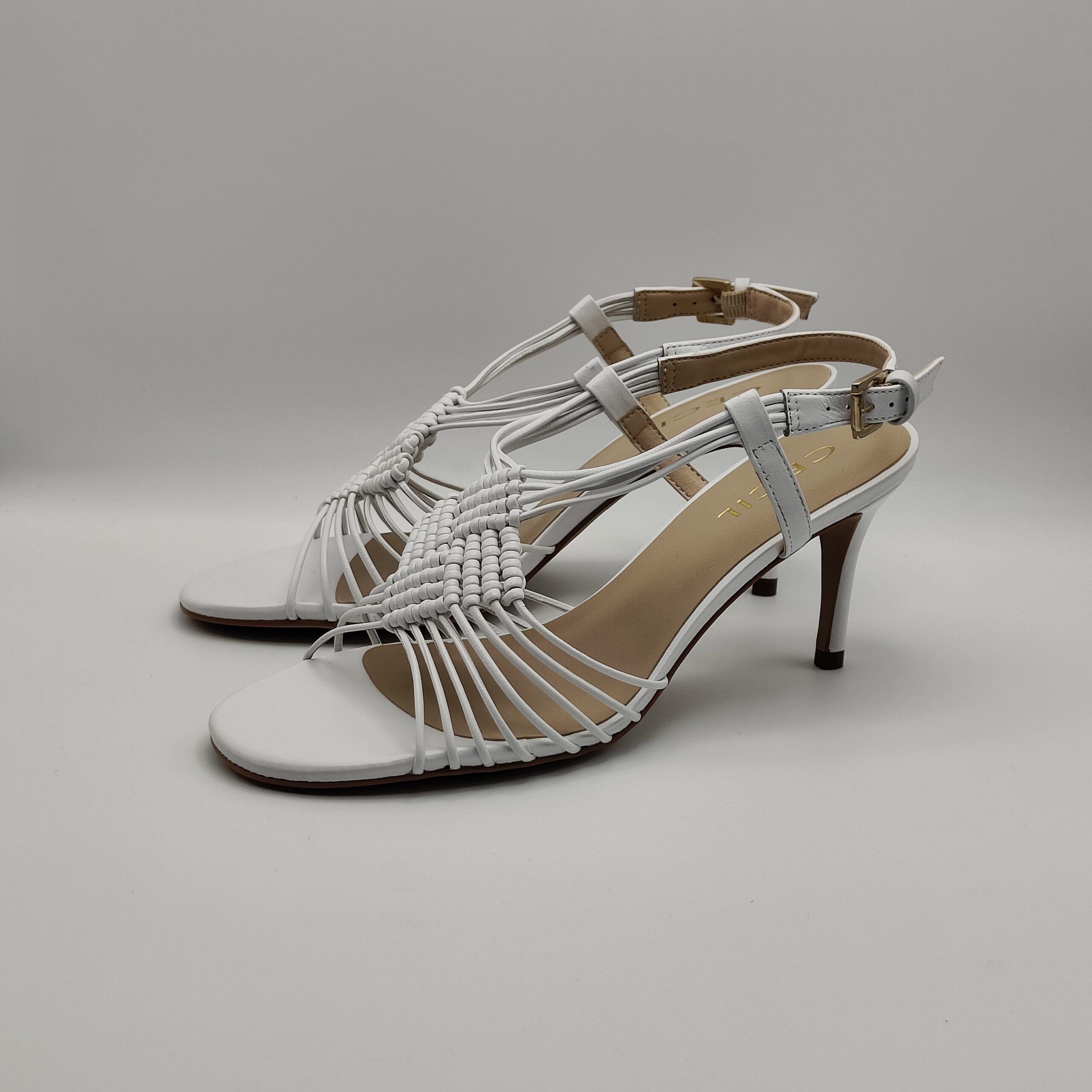 MISS UNIQUE - sandalo square mignon intrecciato pelle burro tacco 70mm
