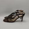 MISS UNIQUE - sandalo square mignon intrecciato pelle testa moro tacco 70mm - immagine 2