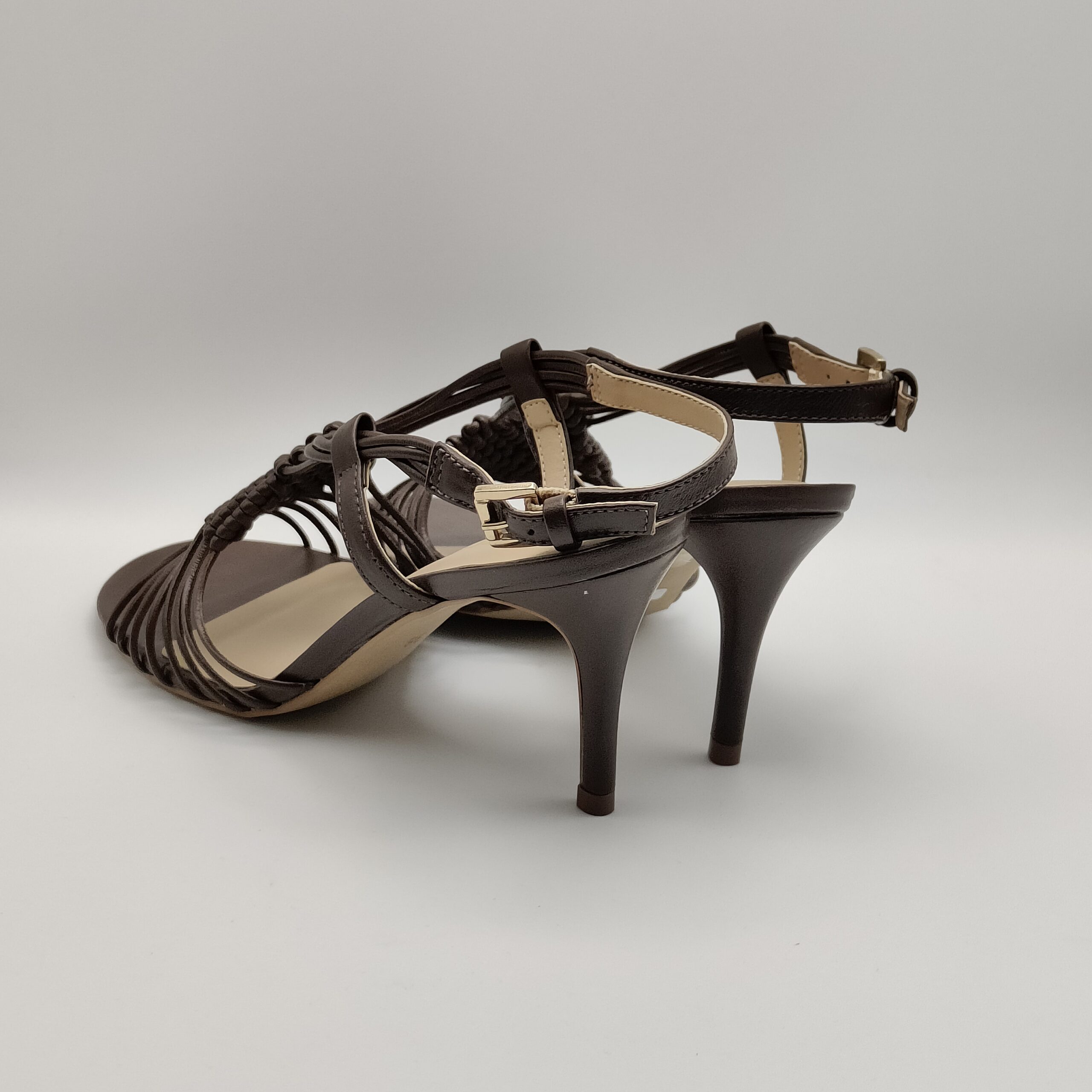 MISS UNIQUE - sandalo square mignon intrecciato pelle testa moro tacco 70mm - immagine 4