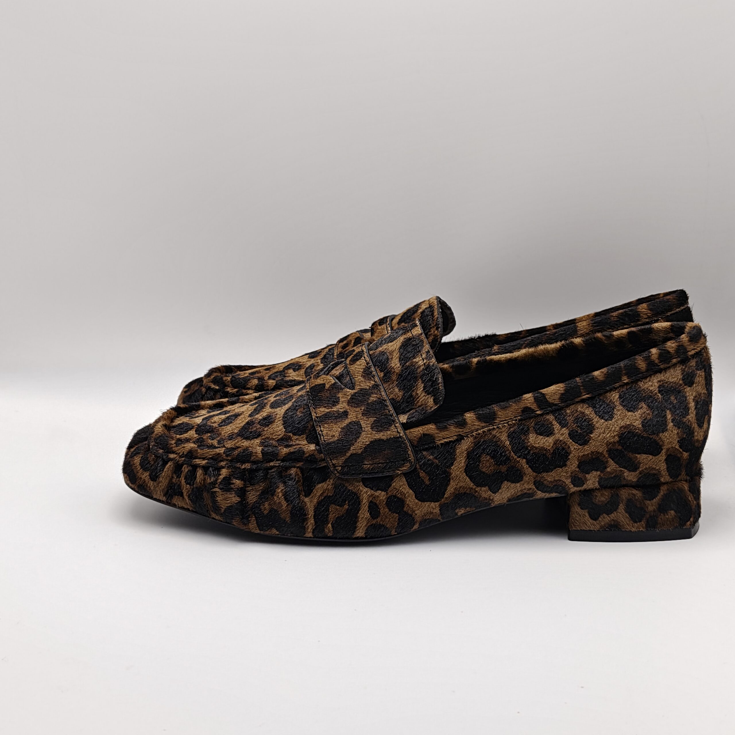 BIBILOU - mocassino goffrato in pony leopardo tacco 30 - immagine 3